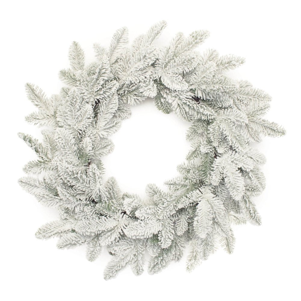 25" White Flocked Pine Christmas Artificial Wreath