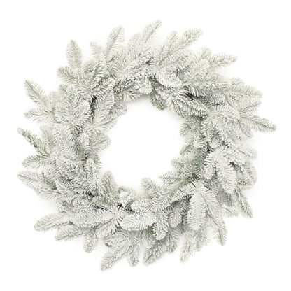 25" White Flocked Pine Christmas Artificial Wreath