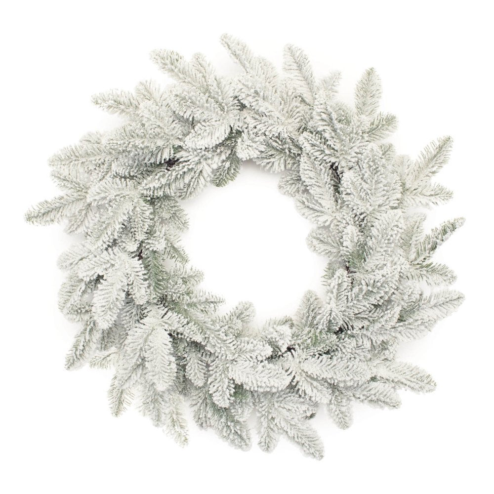 25" White Flocked Pine Christmas Artificial Wreath