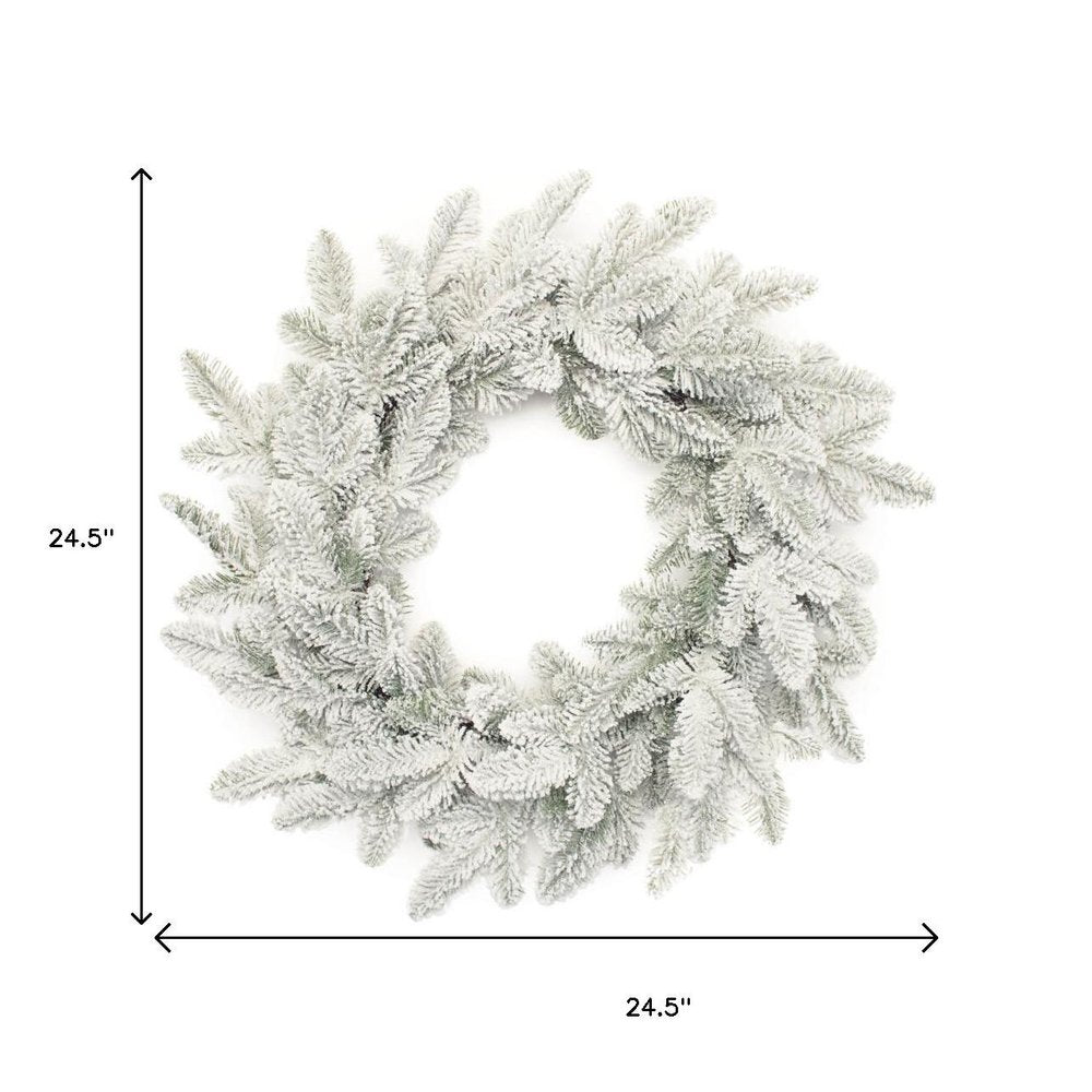 25" White Flocked Pine Christmas Artificial Wreath