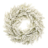 24" Green And White Flocked Pine Christmas Artificial Wreath