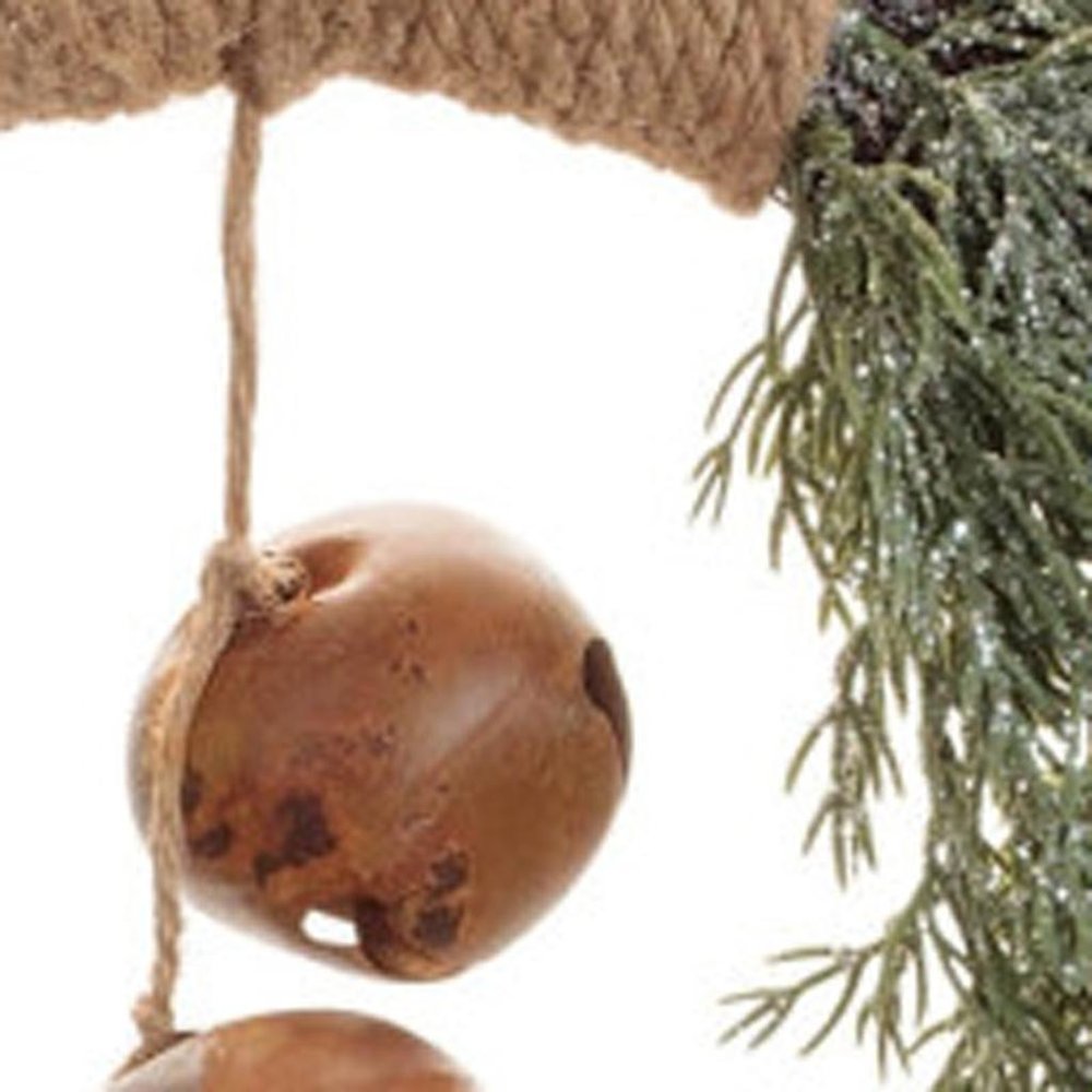 22" Green And Brown Pine And Jingle Bells Artificial Christmas Wreath