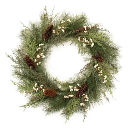29" Green And Brown Christmas Pine Artificial Wreath