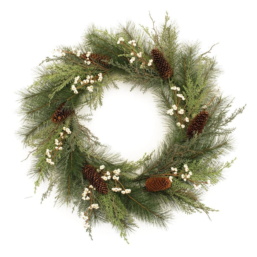 29" Green And Brown Christmas Pine Artificial Wreath