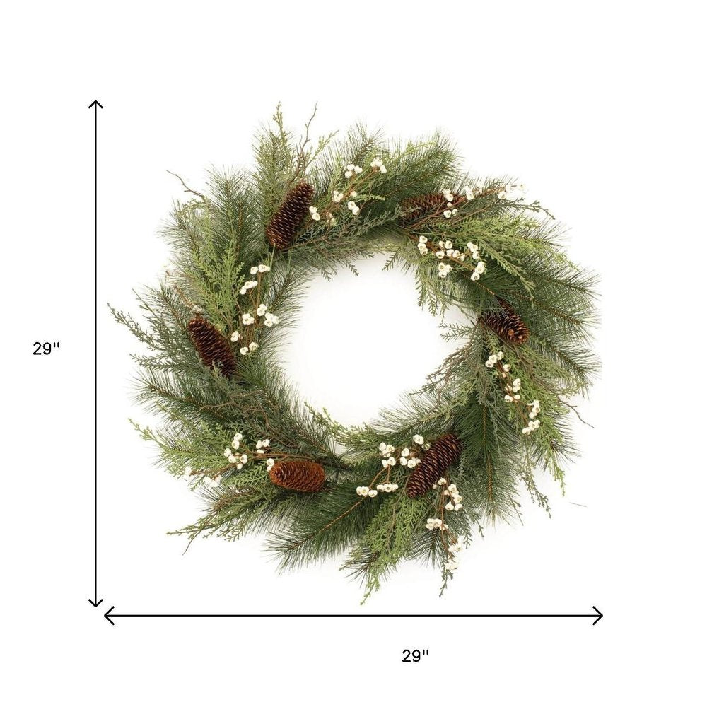 29" Green And Brown Christmas Pine Artificial Wreath