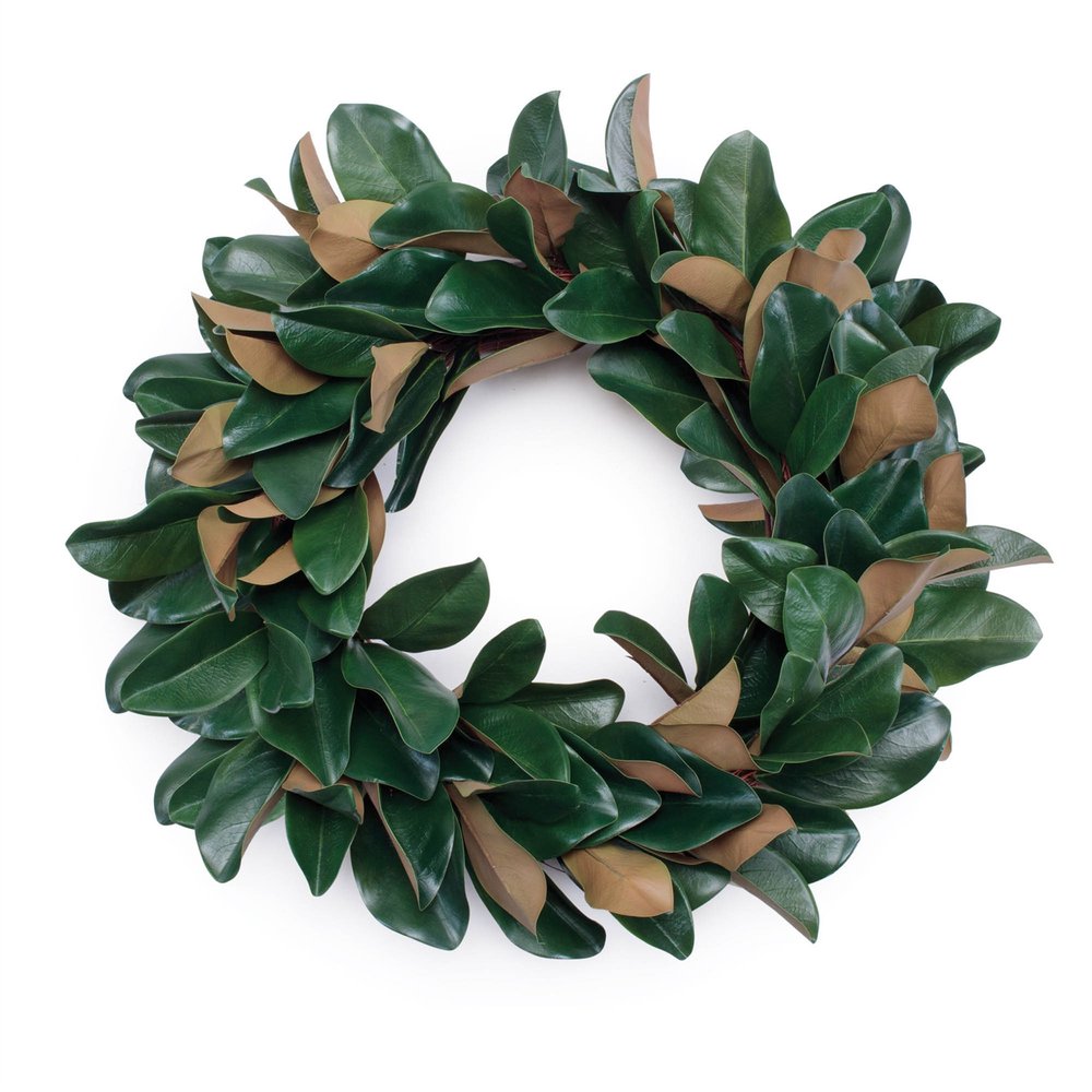 25" Green And Beige Magnolia Artificial Wreath