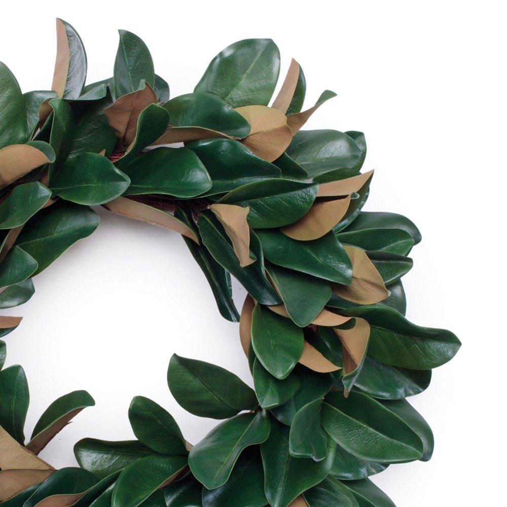 25" Green And Beige Magnolia Artificial Wreath