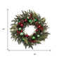 29" Green Red And Brown Artificial Pine Pinecone And Ornaments Christmas Wreath
