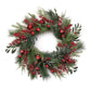 25" Green And Red Artificial Pine Berries And Ornaments Christmas Wreath