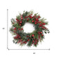 25" Green And Red Artificial Pine Berries And Ornaments Christmas Wreath