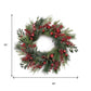 25" Green And Red Artificial Pine Berries And Ornaments Christmas Wreath