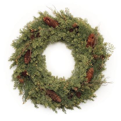 22" Green And Brown Christmas Pine Artificial Wreath