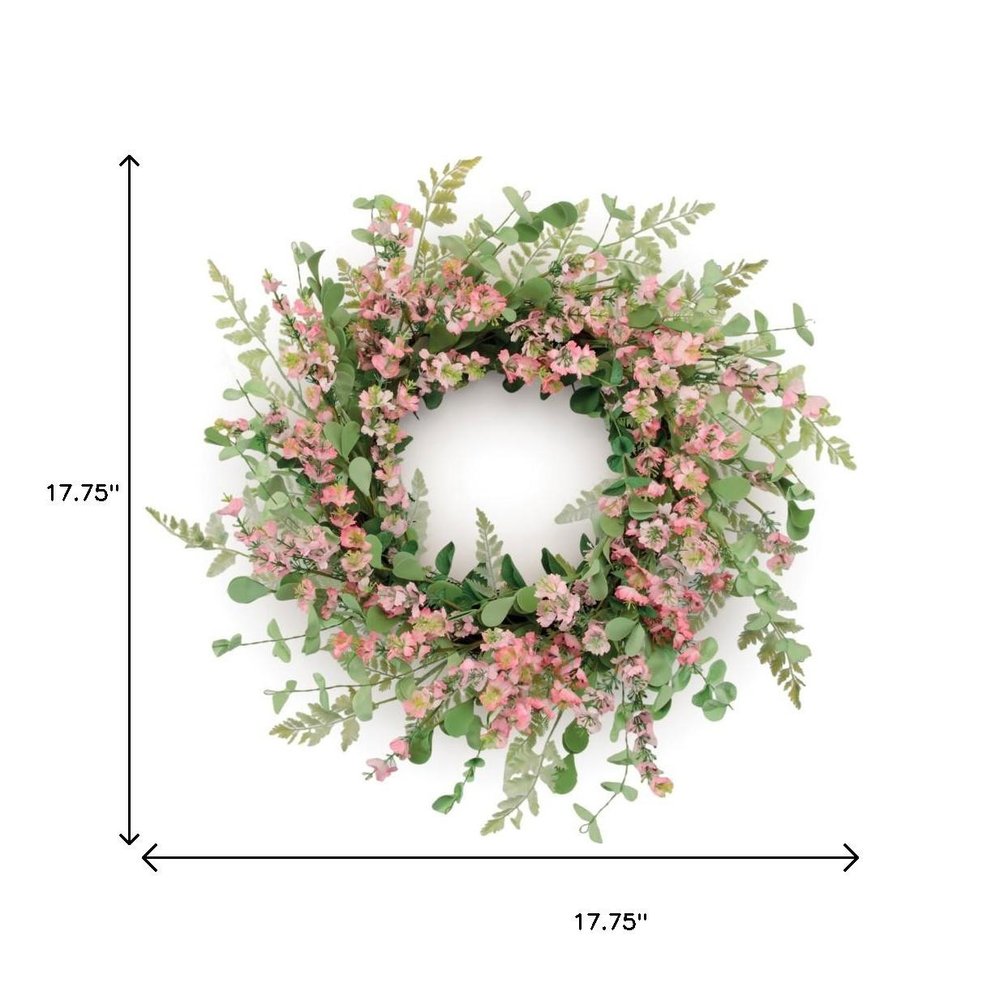 18" Pink And Green Mixed Assortment Artificial Wreath