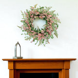 18" Pink And Green Mixed Assortment Artificial Wreath