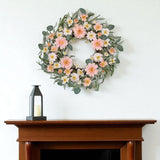 21" Pink And Green Maple Artificial Wreath