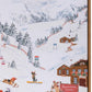 Dog Ski Resort Brown Framed Wall Art