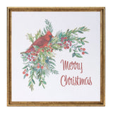 Merry Christmas Cardinal Gold Framed Wall Art