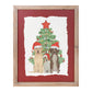 Holiday Dogs and Christmas Tree Brown Framed Wall Art