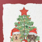 Holiday Dogs and Christmas Tree Brown Framed Wall Art