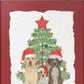 Holiday Dogs and Christmas Tree Brown Framed Wall Art