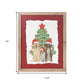 Holiday Dogs and Christmas Tree Brown Framed Wall Art