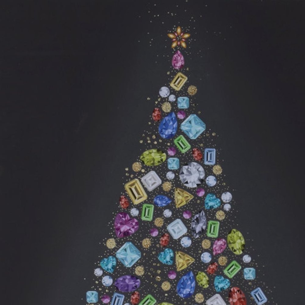 Bejeweled Christmas Tree Champagne Framed Wall Art