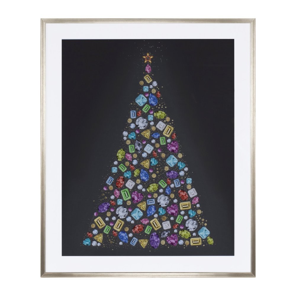 Bejeweled Christmas Tree Champagne Framed Wall Art