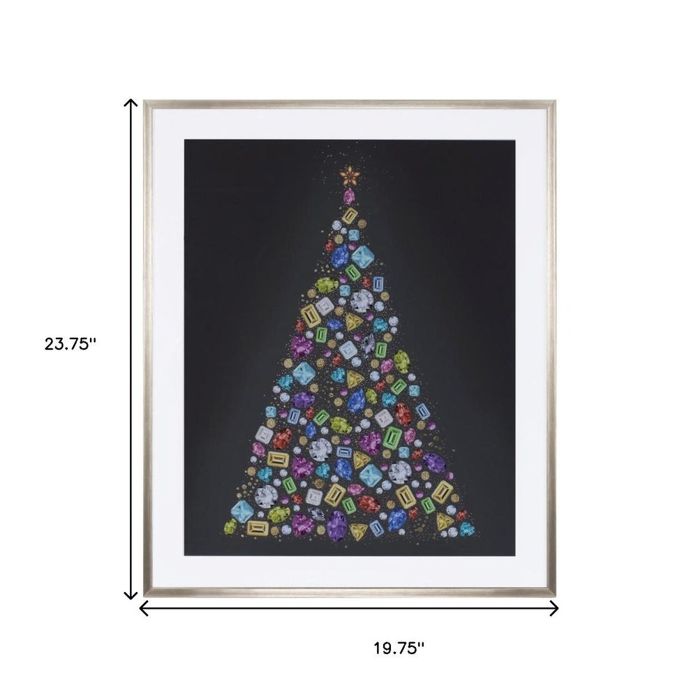 Bejeweled Christmas Tree Champagne Framed Wall Art