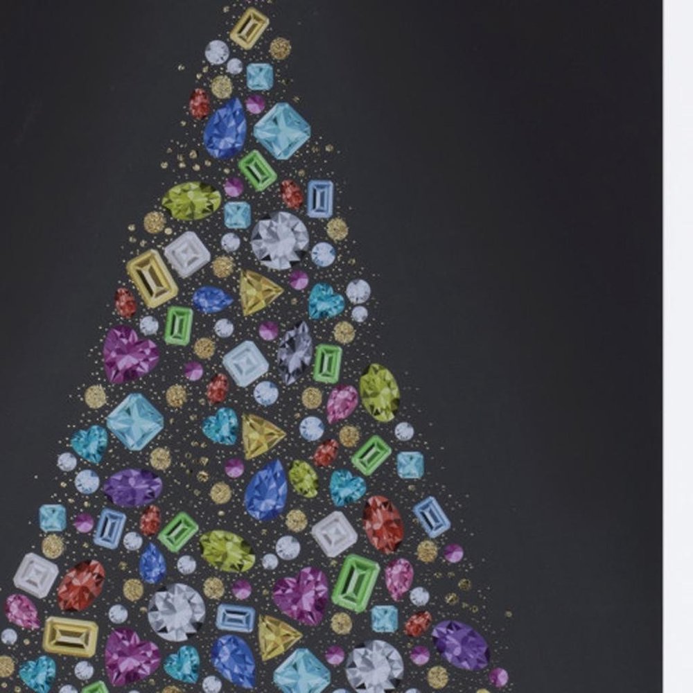 Bejeweled Christmas Tree Champagne Framed Wall Art