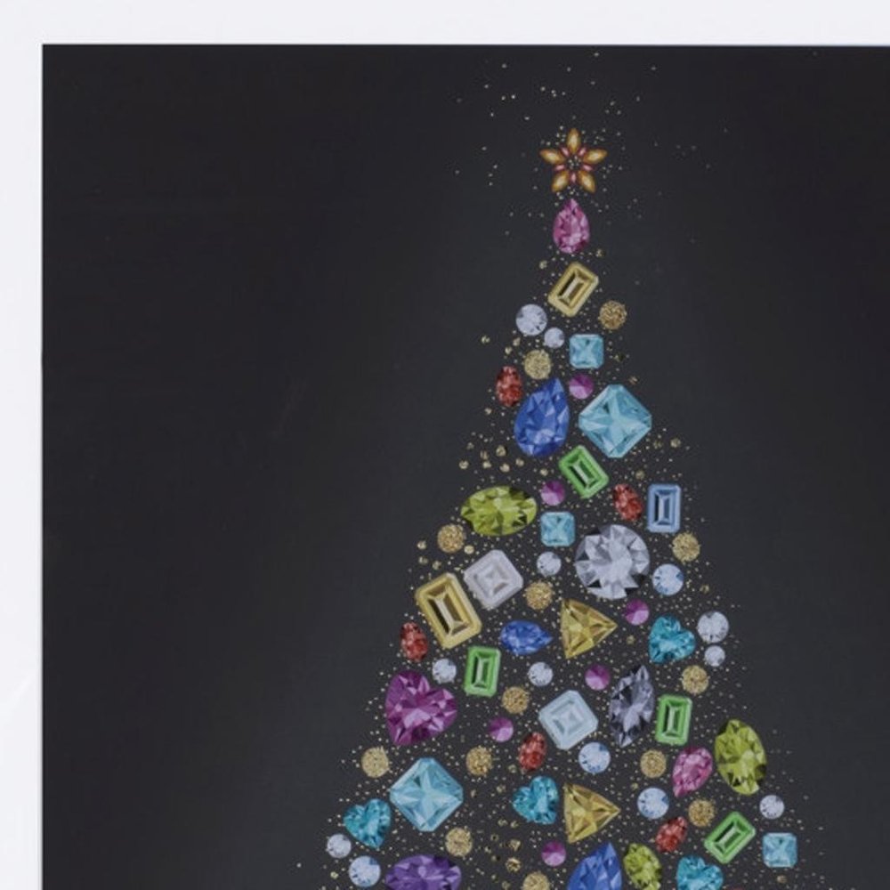 Bejeweled Christmas Tree Champagne Framed Wall Art