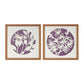 Set Of Two Purple And White Floral Brown Framed Wall Art