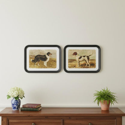 Set Of Two Country Dog Buddies Black Framed Wall Art