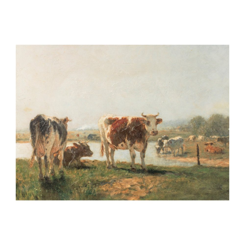 Cattle Landscape Unframed Watercolor Wall Art
