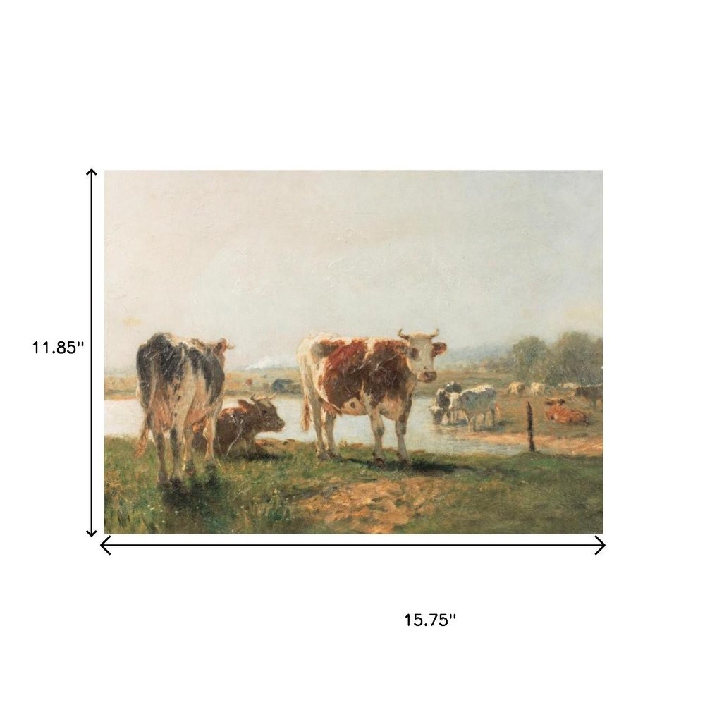 Cattle Landscape Unframed Watercolor Wall Art