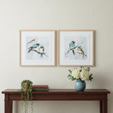 Set Of Two Bird Duo on Branches Brown Framed Wall Art