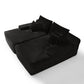 82" Black Corduroy Modular Sofa Chaise And Toss Pillows