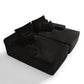 82" Black Corduroy Modular Sofa Chaise And Toss Pillows