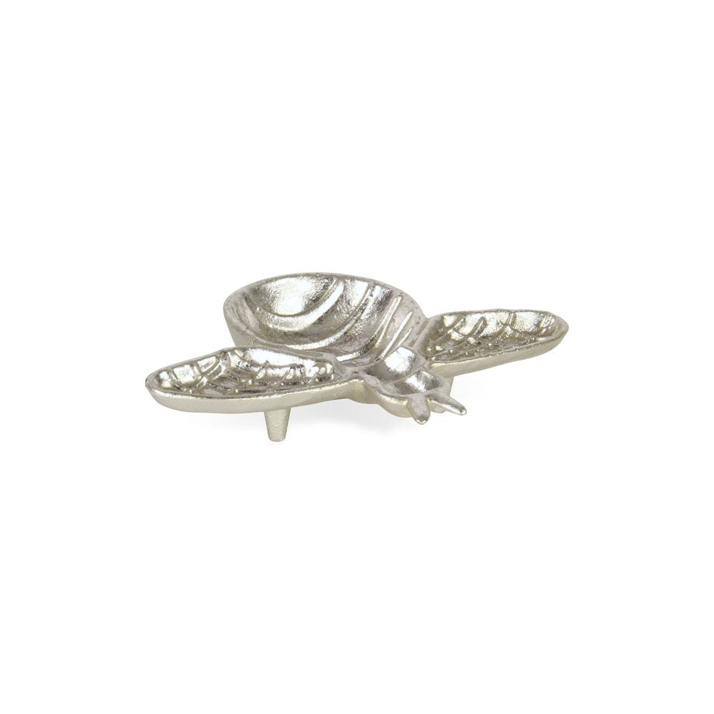 8" Silver Cast Iron Bumble Bee Trinket Tray
