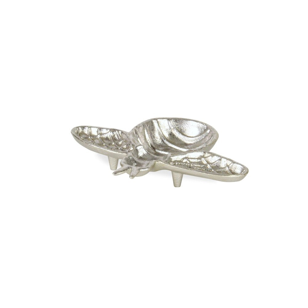 8" Silver Cast Iron Bumble Bee Trinket Tray
