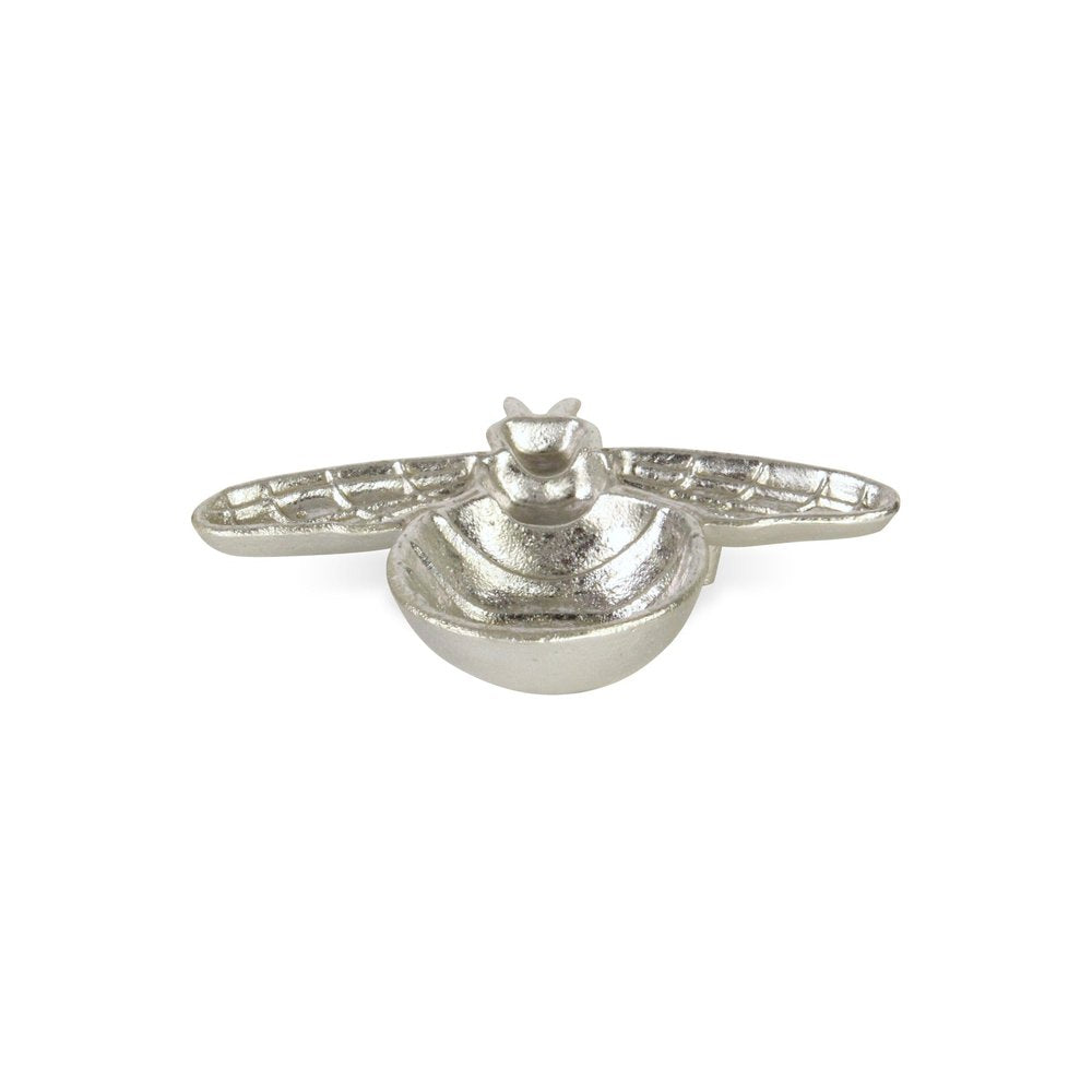 8" Silver Cast Iron Bumble Bee Trinket Tray
