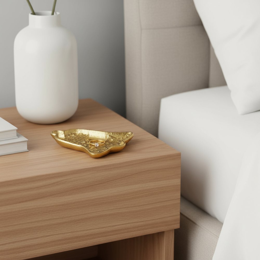 5" Gold Cast Iron Christmas Bell Trinket Tray