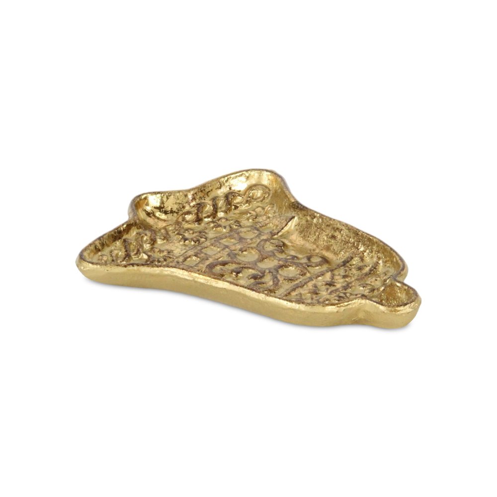 5" Gold Cast Iron Christmas Bell Trinket Tray