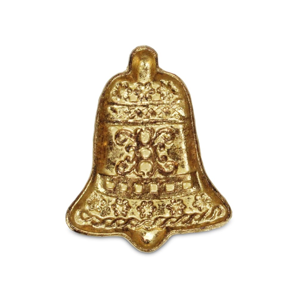 5" Gold Cast Iron Christmas Bell Trinket Tray