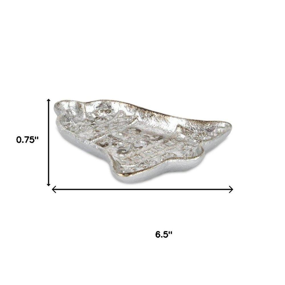 5" Silver Cast Iron Christmas Bell Trinket Tray