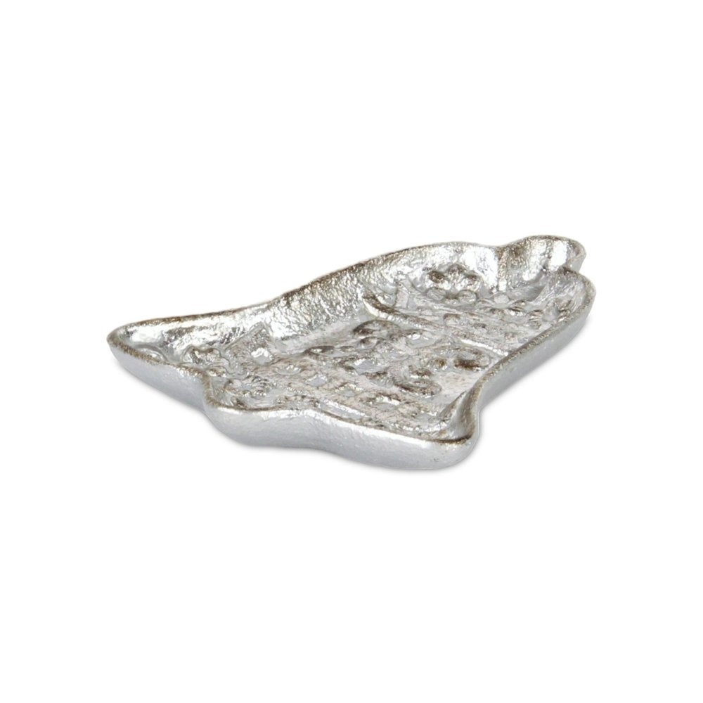 5" Silver Cast Iron Christmas Bell Trinket Tray