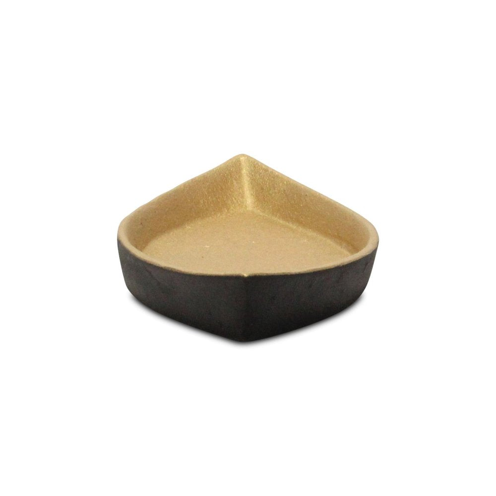 10" Black And Gold Cast Iron Oval Boat Shaped Tray