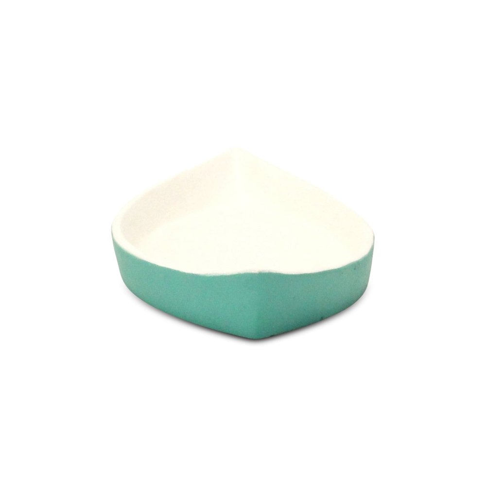 10" Aqua And White Cast Iron Oval Boat Shaped Tray