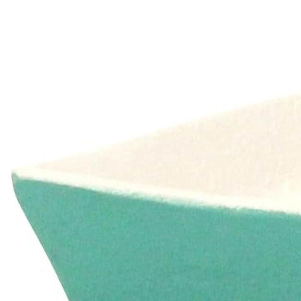 10" Aqua And White Cast Iron Oval Boat Shaped Tray