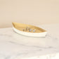 10" Gold And Off White Cast Iron Oval Boat Shaped Tray