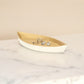10" Gold And Off White Cast Iron Oval Boat Shaped Tray